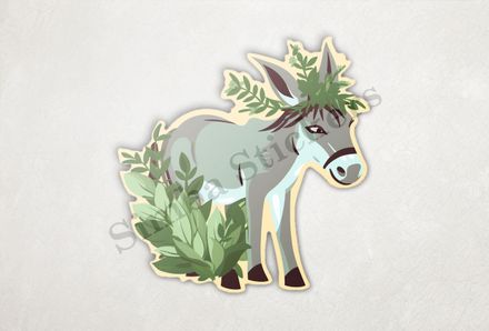 Donkey in leaves