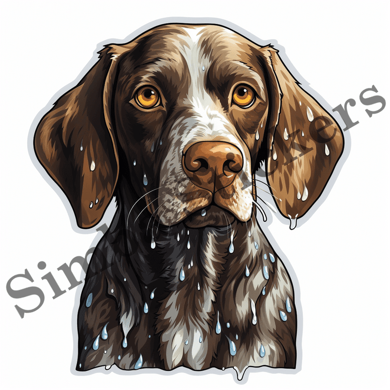 German Shorthaired Pointer dogs in the rain, image set, 10 images