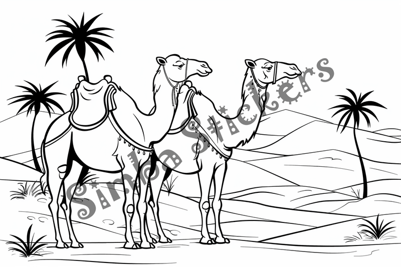 Colouring pages, bundle of Sahara Desert, 25 images 2