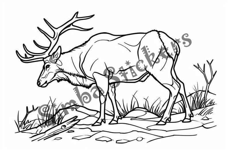 Colouring pages, bundle of elks, 25 images