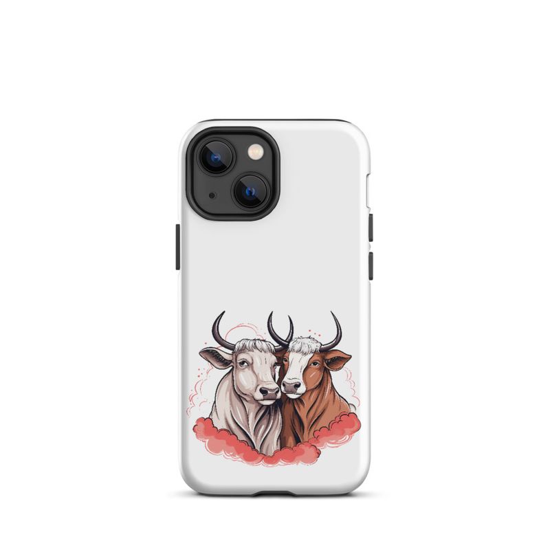 Tough Case for iPhone, Bull and cow, romantic, reddish clouds, qoucds