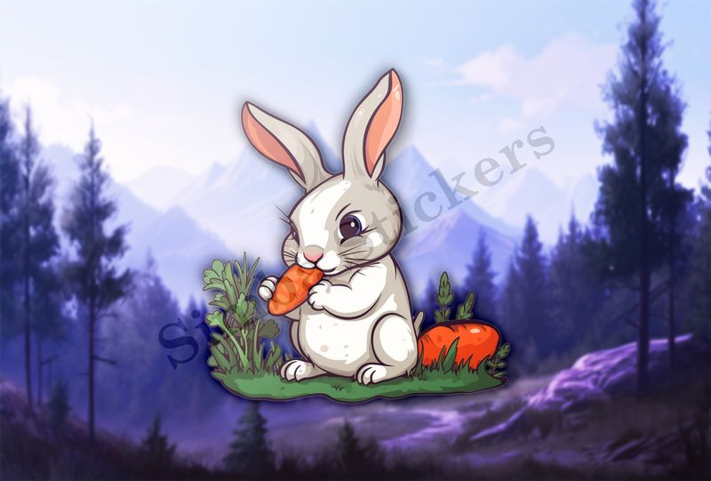 Rabbit eating a carrot