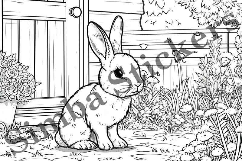 Colouring pages, Bundle of hares, 25 images