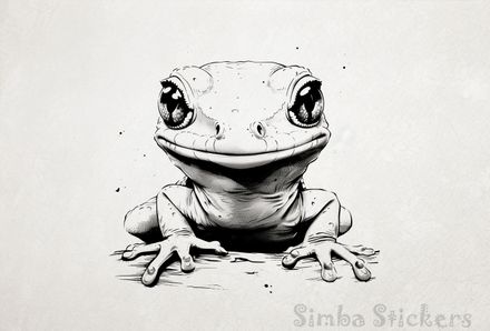 Lizard staring straight ahead, outline art