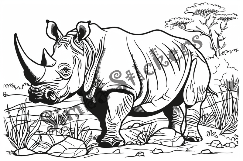 Colouring pages, bundle of rhinos, 10 images 2