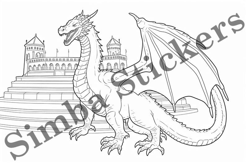 Colouring pages, bundle of dragons, simple, 10 images