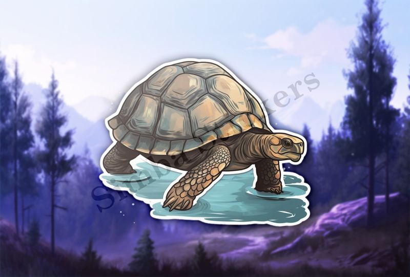 Tortoise walking in shallow water