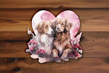 Dogs in love, watercolour