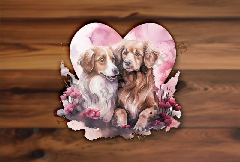 Dogs in love, watercolour
