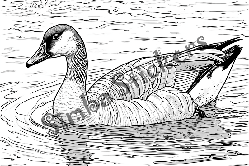 Colouring pages, bundle of geese in water, 10 images