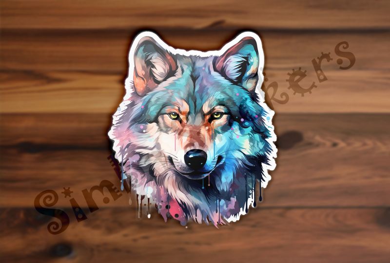 Wolf serious, watercolour