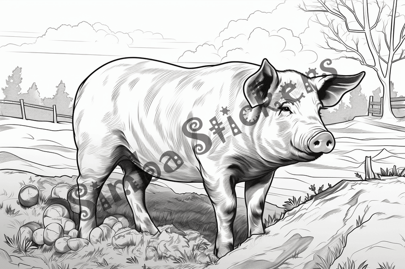 Colouring pages, bundle of pigs, 25 images