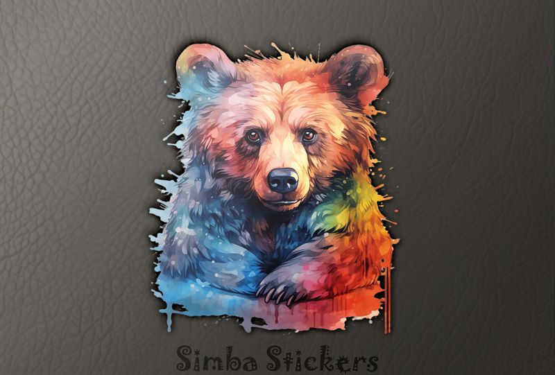 Thoughtful young bear, warm watercolours, rdz3xg