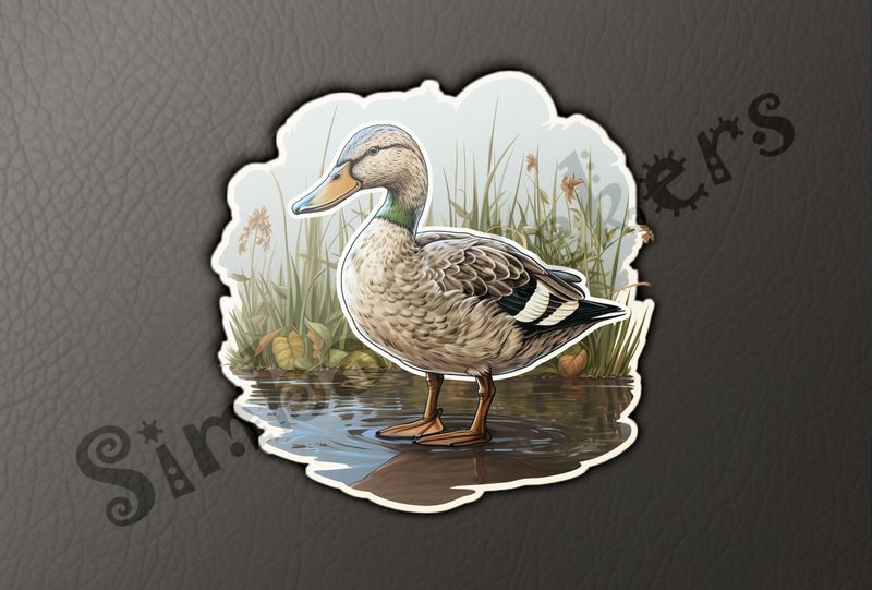 Ducks standing in shallow pond
