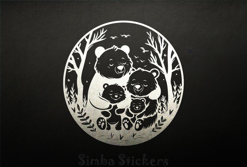 Bear family hugging in circle, outline art, kxdgkr