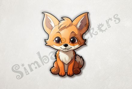 Baby red fox looking straight ahead and smiling