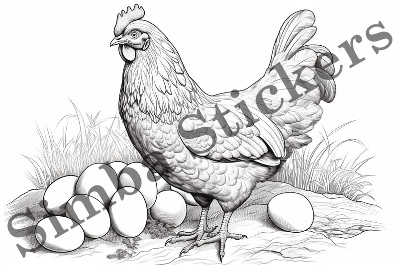 Colouring pages, Bundle of chicken, 25 images