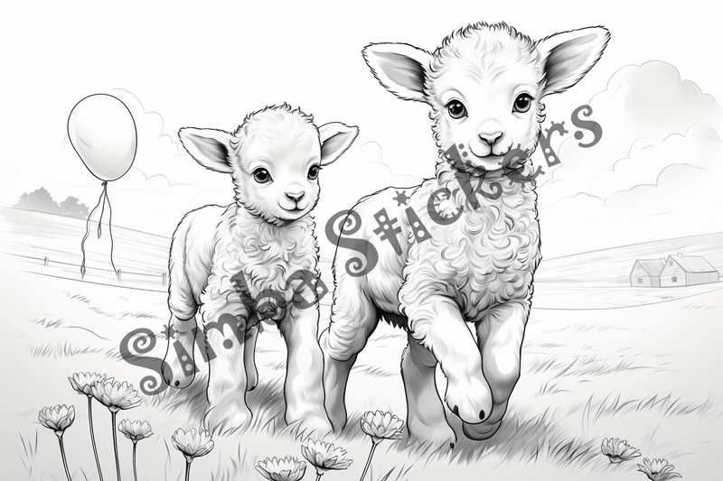 Colouring pages, bundle of sheep, 25 images