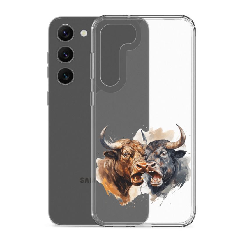 Clear Case for Samsung, Bulls facing up to each other, watercolour, dx5eff