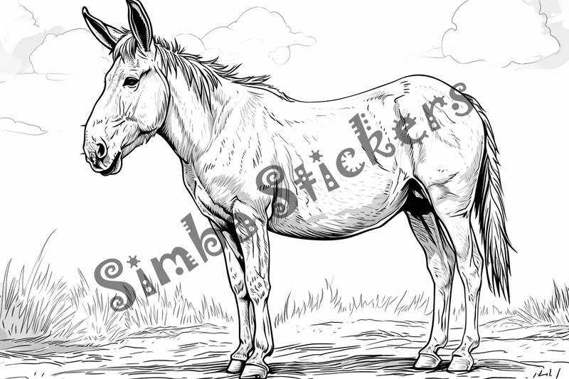 Colouring pages, bundle of mules, 25 images