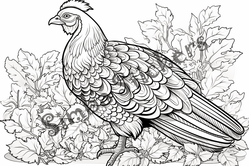 Colouring pages, bundle of turkeys on a farm, 25 images