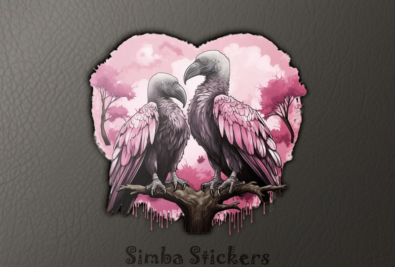 Vultures in love in Valentine&#x27;s heart frame, r1n8ac