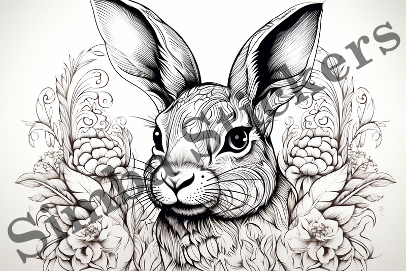 Colouring pages, Bundle of hares, 10 images