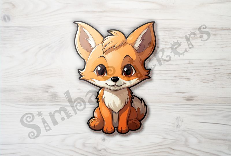 Baby red fox looking straight ahead and smiling