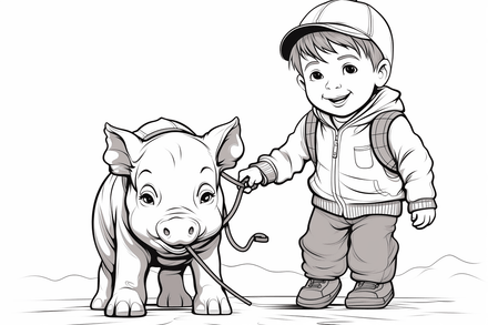 Colouring pages, bundle of pigs, 25 images