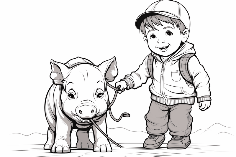 Colouring pages, bundle of pigs, 25 images