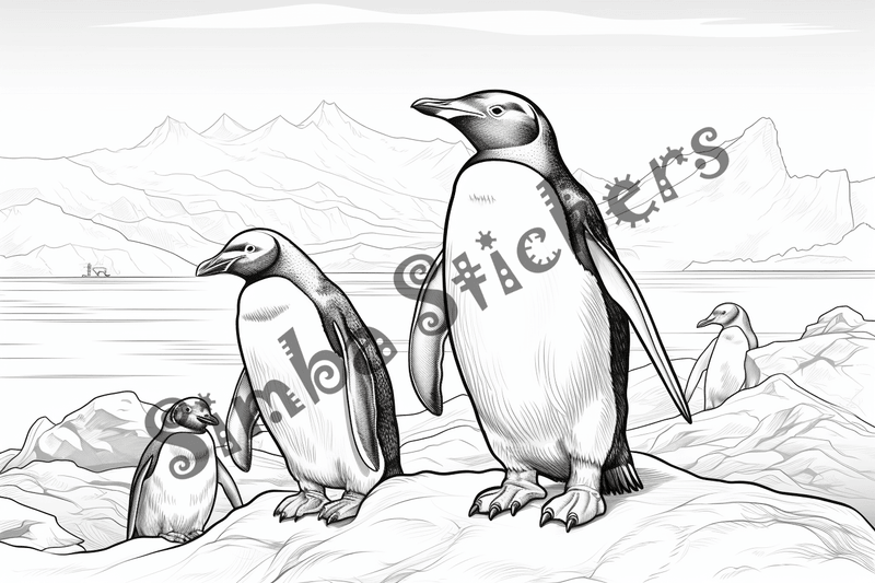 Colouring pages, bundle of penguins 2, 25 images