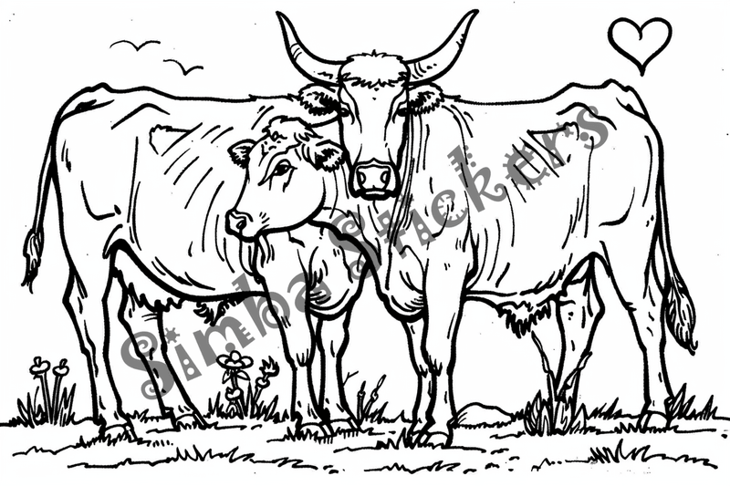 Colouring pages, bundle of cattle, 50 images