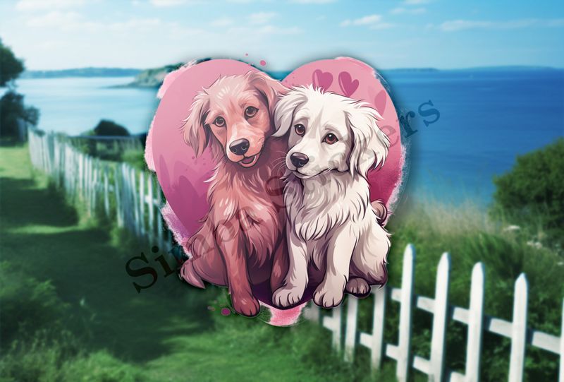 Dogs in love, watercolour