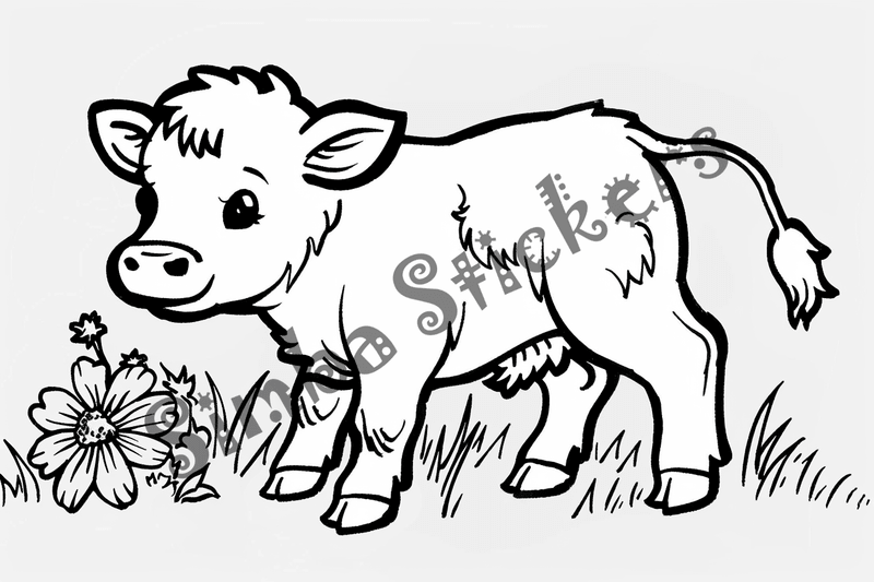 Colouring pages, bundle of cattle, simple, 10 images