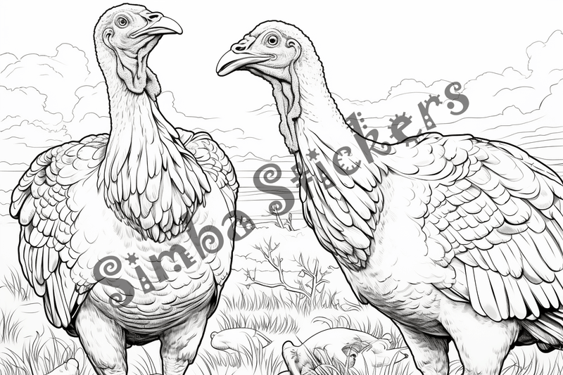 Colouring pages, bundle of turkeys in love, 25 images