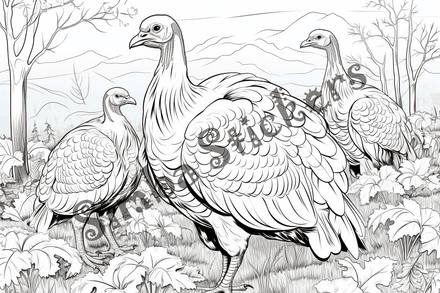 Colouring pages, bundle of turkeys in love, 25 images