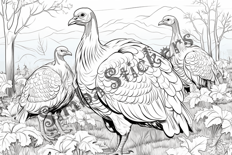 Colouring pages, bundle of turkeys in love, 25 images