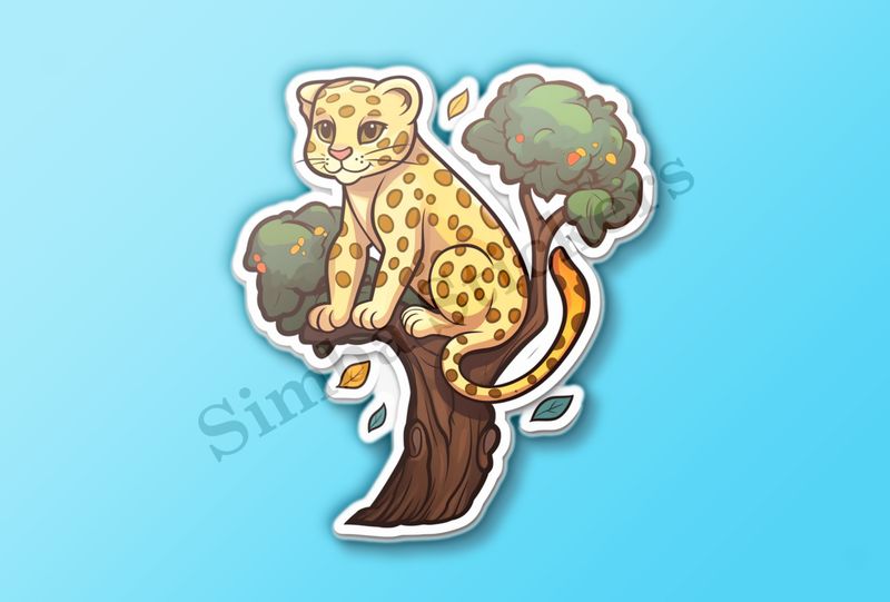 Leopard youngling in a tree