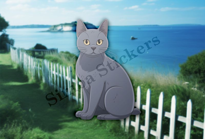 Russian blue cat sitting