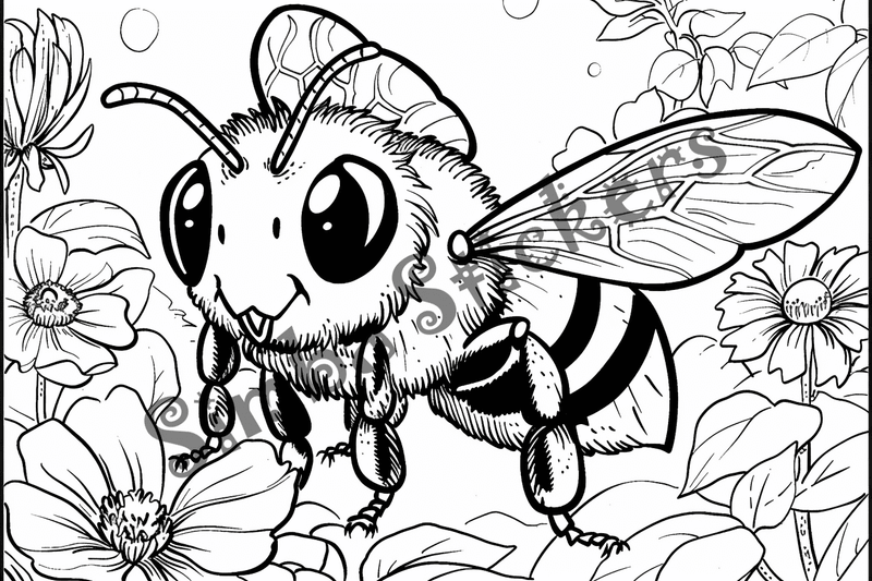 Colouring pages, bundle of bees, 50 images