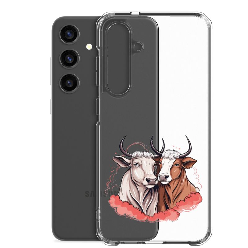 Clear Case for Samsung, Bull and cow, romantic, reddish clouds, qoucds