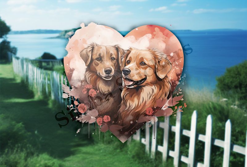 Dogs in love, watercolour