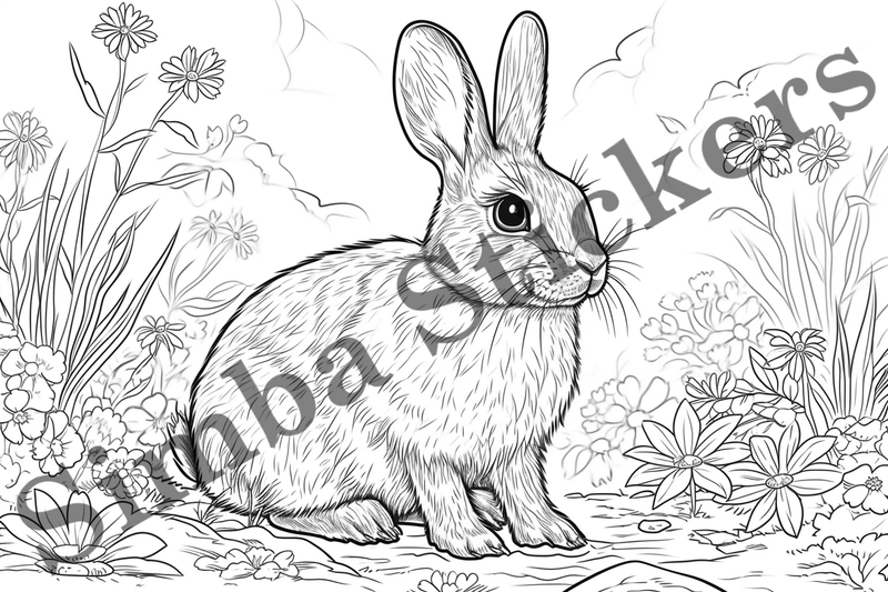 Colouring pages, Bundle of hares, 25 images