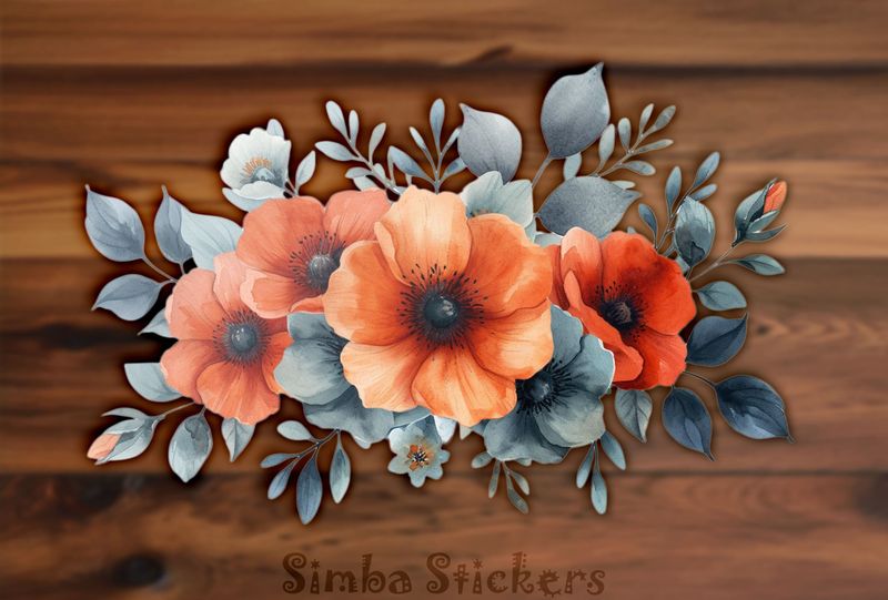Bouquet of romantic flowers, watercolour