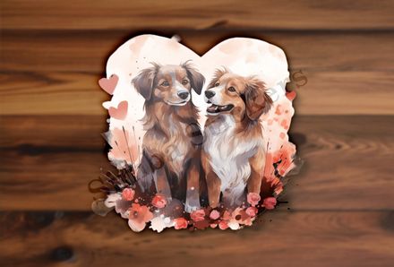Dogs in love, watercolour