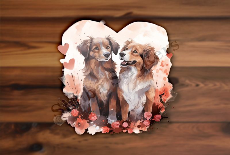 Dogs in love, watercolour