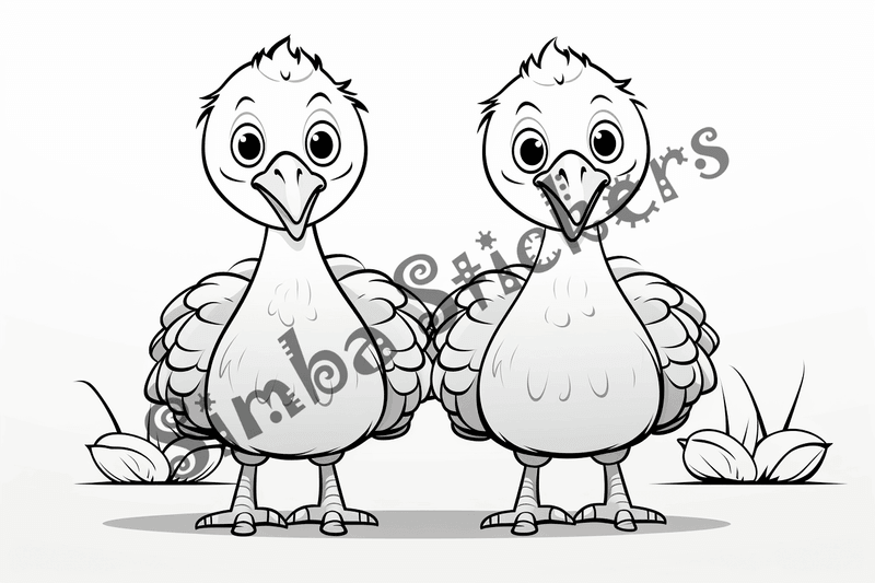 Colouring pages, bundle of turkey poults, 10 images