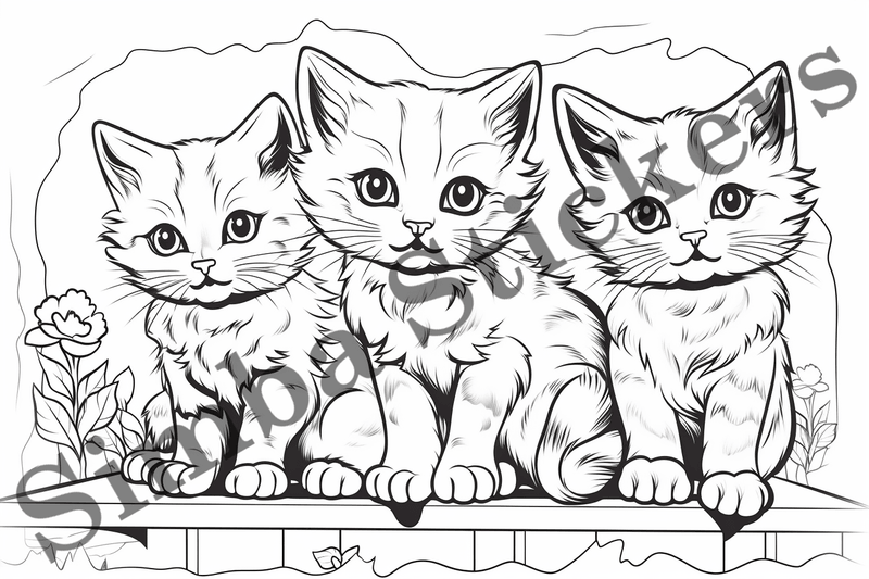 Colouring pages, Bundle of cats, 25 images