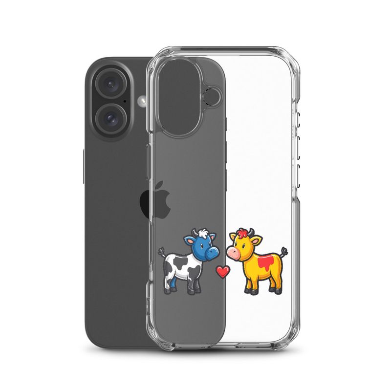 Clear Case for iPhone, Cattle, bull and cow in love, both colourful, zbyzzs
