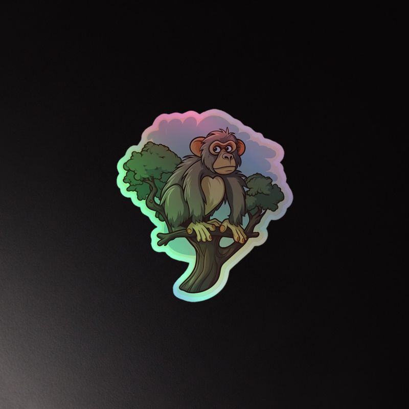 Kiss-Cut Holographic Stickers, Baboon on branch in a tree 